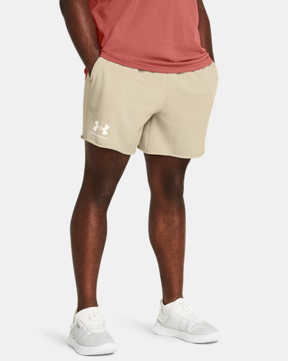 Men's UA Rival Terry 6" Shorts in Brown image number 0